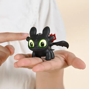 Dragon Toothless Night Fury Dragon Keychain with Light, Black Toothless with Moving Wings, Backpack Pendant