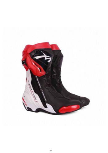 Mocha Knight Track Approved Motorcycle Riding Boot –  Black/Red/White Racing Shoe