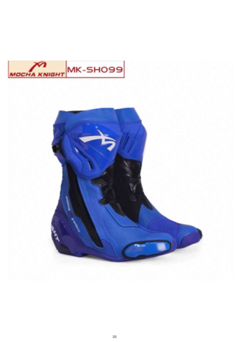 Mocha Knight Track Approved Motorcycle Riding Boot –  Blue Racing Shoe