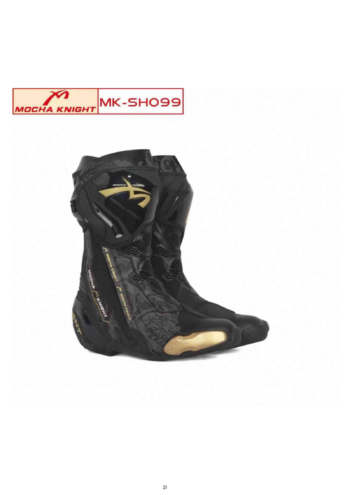 Mocha Knight Track Approved Motorcycle Riding Boot –   Black/Gold Racing Shoe