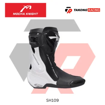 MOCHA KNIGHT RACING SHOE MOTORCYCLE BOOTS BLACK WHITE SH 109