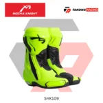 MOCHA KNIGHT RACING SHOE MOTORCYCLE BOOTS FLURO GREEN SH 109
