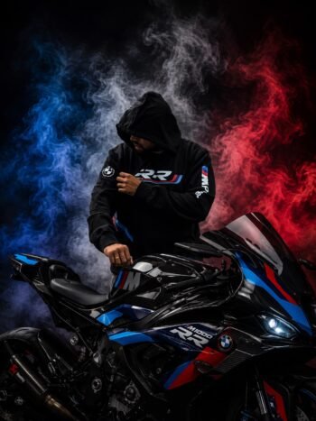 Revvsters 420GSM Heavyweight Premium Cotton Fleece Motorcycle Riding Hoodie BMW