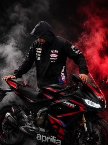 Revvsters 420GSM Heavyweight Premium Cotton Fleece Motorcycle Riding Hoodie APRILIA